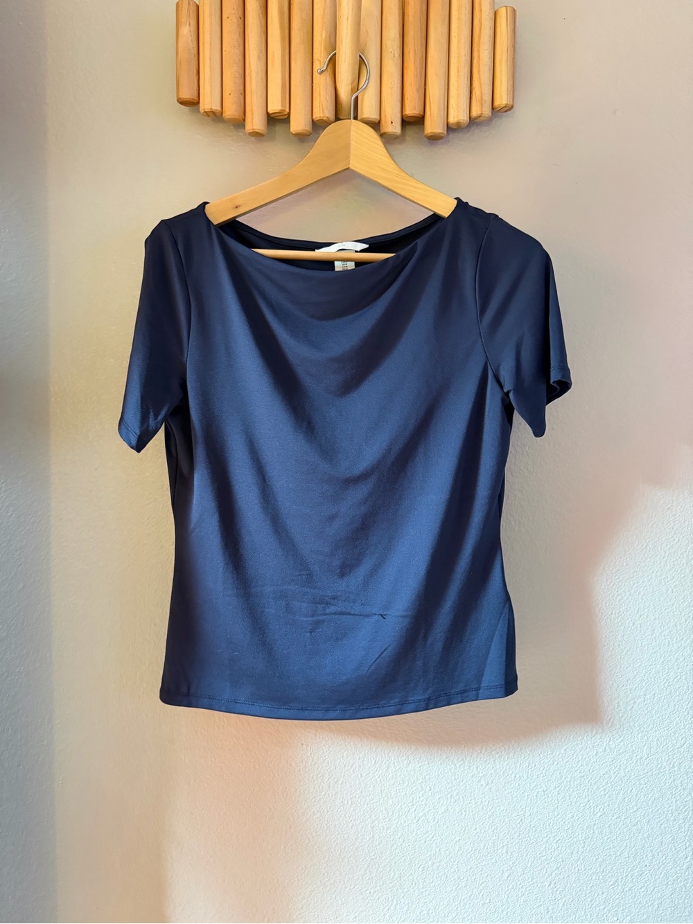 H&M Navy Short-Sleeve Scoop Neck Tee